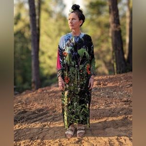 Anntian silk sunflower print dress